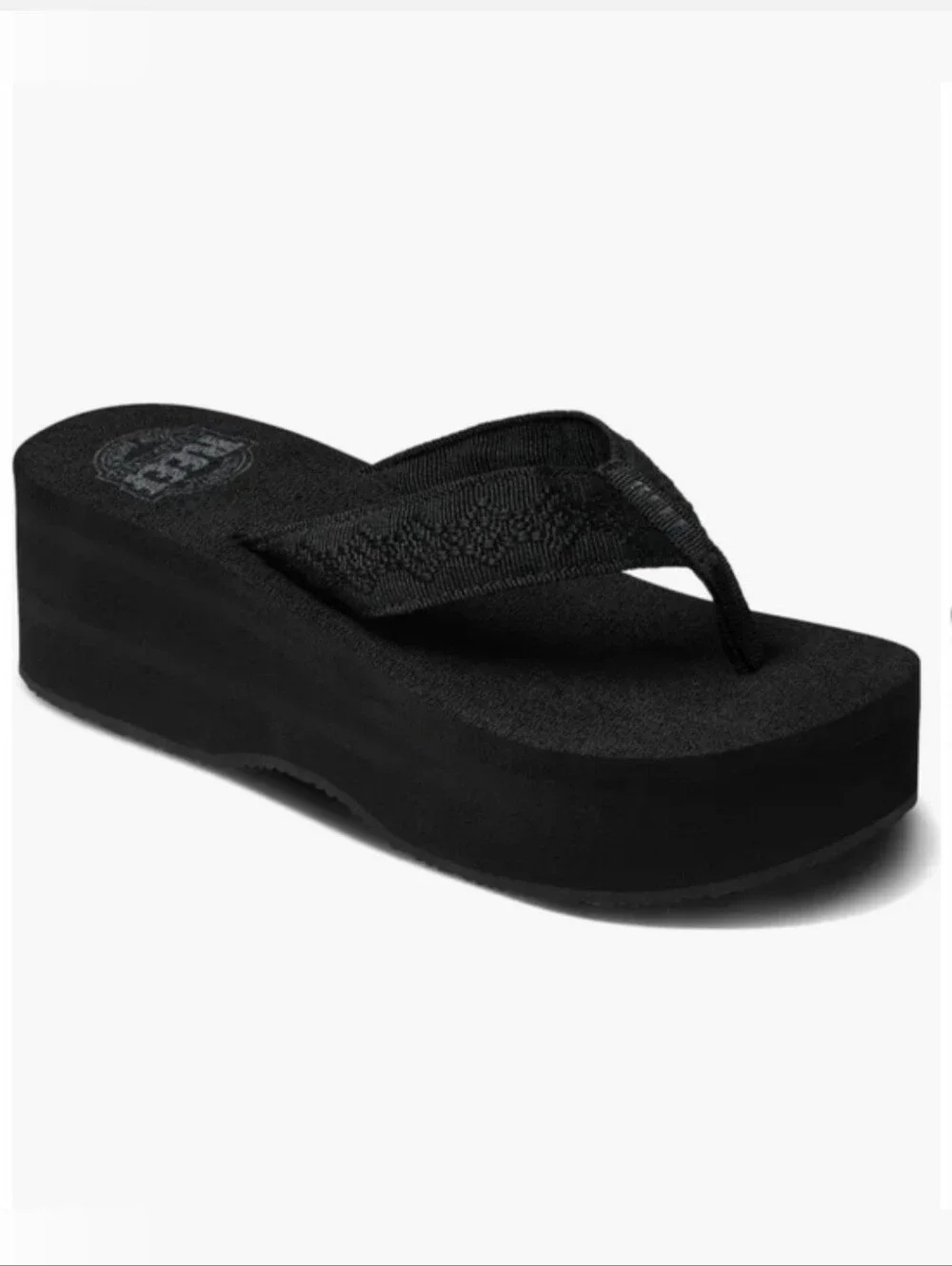 Reef Sandy Black Platform Flip Flop Sandals 2.5 Inch
